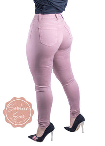 Distressed Pink "Jean" Jeggings