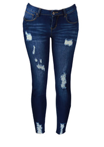 Distressed Skinny Ankle Jeans