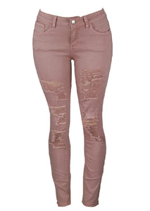 Distressed Pink "Jean" Jeggings