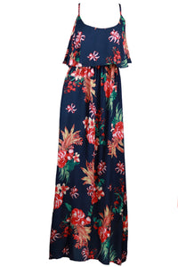 Navy Blue Maxi Flower Dress